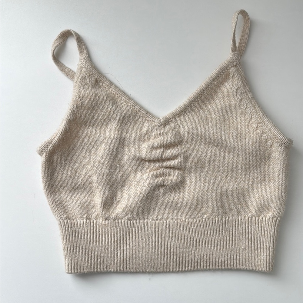 Beige Knit Crop Top H&M